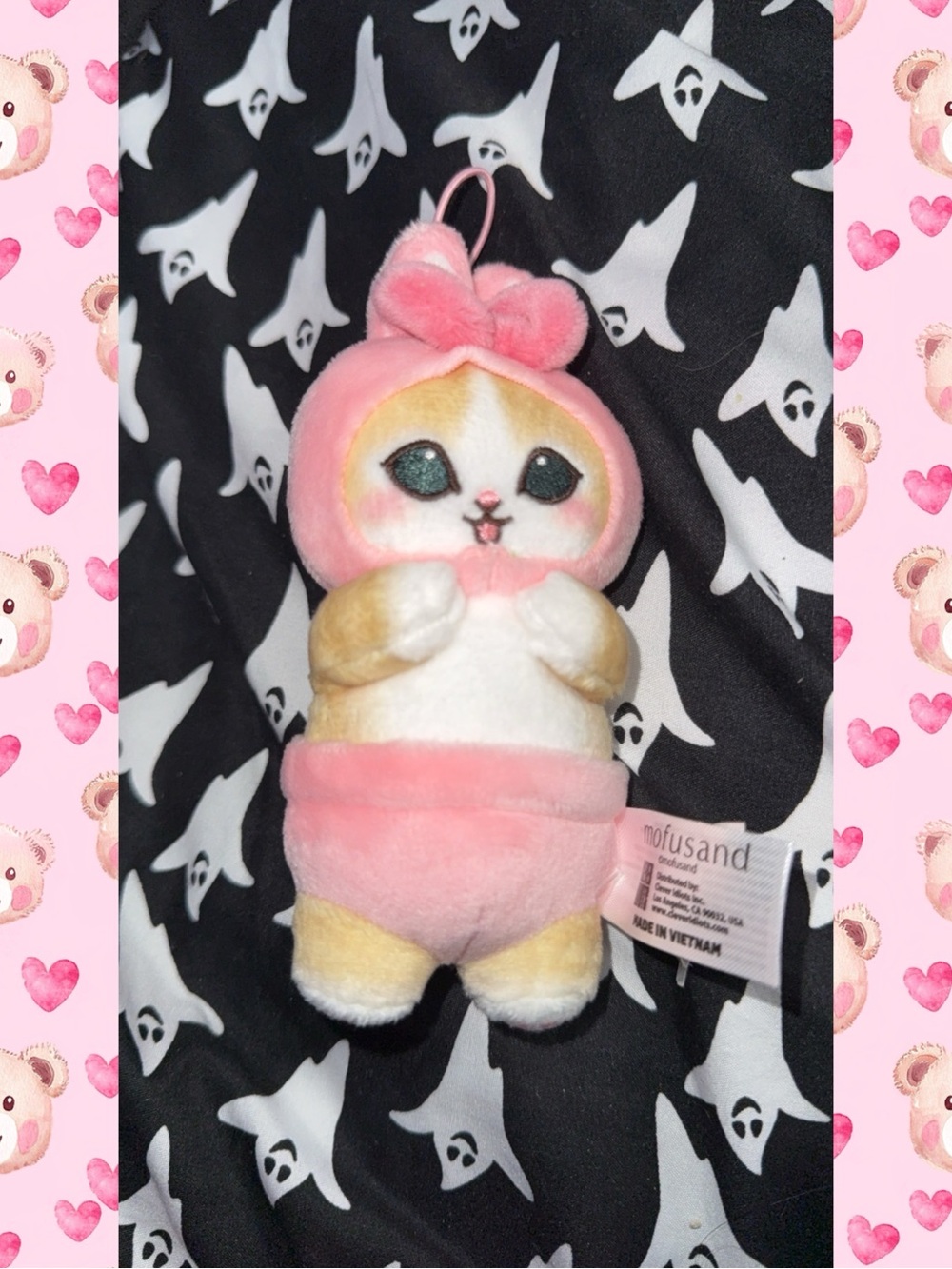 Pink Bunny Hood Cat Plush Toy